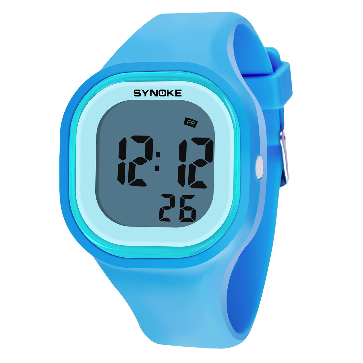 Synoke Studenten Kinderen Horloges Sport Kleurrijke Siliconen Band Digitale Horloges Wekker Led Light Kids Horloges Relgio: Blue