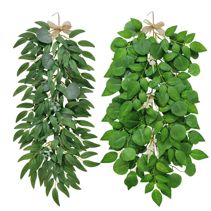 Kunstig plante eukalyptus ornamenter nordisk hotell hjemme veggheng dekorasjon kryptert grønn pilblad blåregn diy