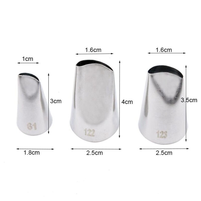 4Pcs/3Pc Verschillende Maten Bakken Tools Rose Bloemen Nozzles Creatieve Icing Piping Nozzle Gebak Tips Suiker Ambachtelijke fondant Tool: 3pcs set