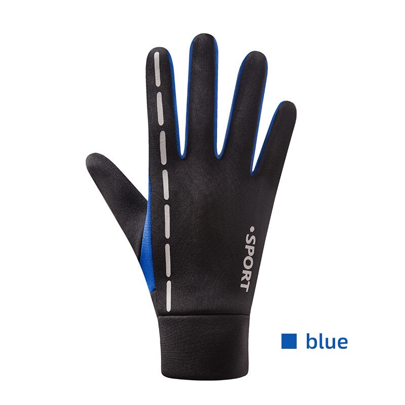 Anti-Unterhose Touchscreen Fahrrad Handschuhe MTB Sport Stoßfest Radfahren Handschuhe Winddicht Warme Nacht Reflektierende Streifen Fahrrad Handschuhe: Blau / M