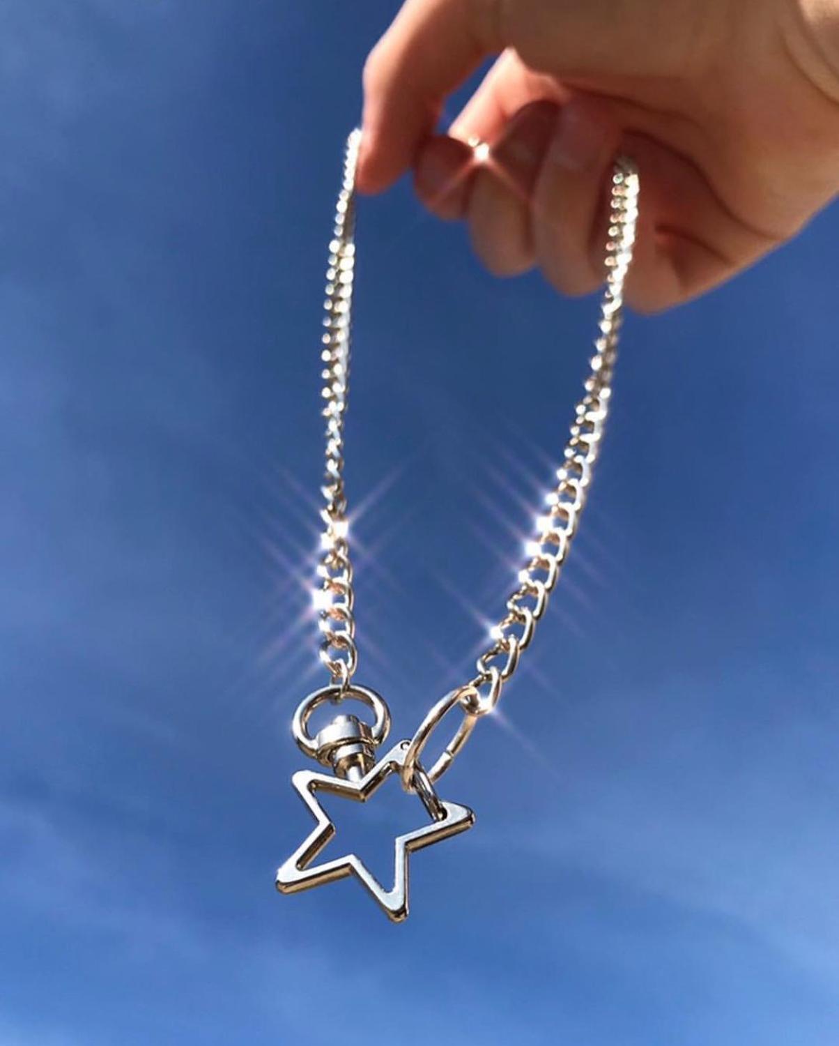 Colar com pingente de estrela anos 90, pingente de metal vazado para mulheres, meninas, harajuku, hip hop, punk, geométrico, jóias da moda, 2020: Default Title