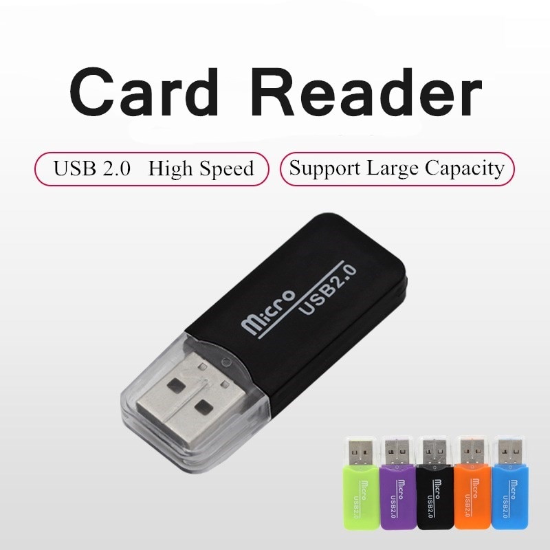 Minilector de tarjetas USB 2,0 para teléfono móvil, lector de tarjetas TF portátil para coche, ,