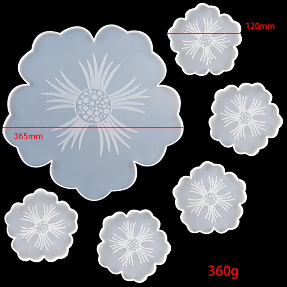 Grote Bloem Siliconen Mallen Epoxyhars Mallen Casting Coaster Diy Onderzetters Mould Sieraden Maken Gereedschap + 5 Kleine Siliconen Mal