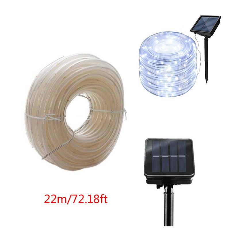 7m 12m 22m LED Solar Garden Light Rope String Lights Outdoor Solar Powered Strip X4YD