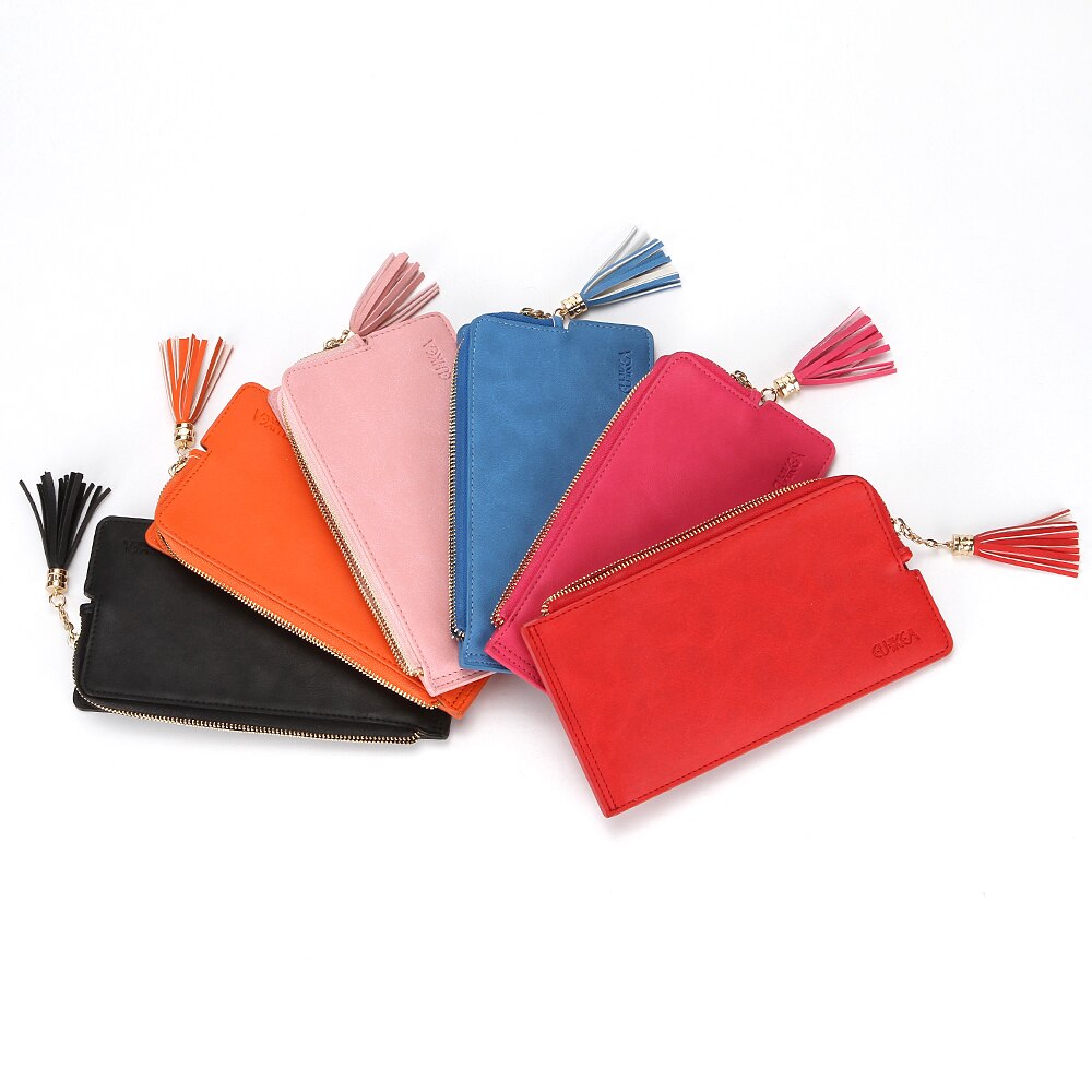 CUIKCA Women Wallet Purse Clutch Handbag Makeup Mirror Bag Nubuck Leather Zipper Wallet Coin Female Wallet ID Card Holder Case