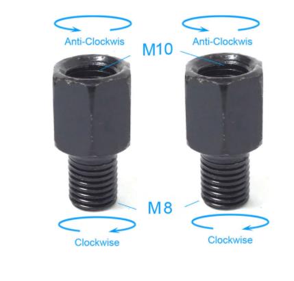 Paar Zwarte Motorfiets Spiegel Adapters M10 10Mm M8 8Mm Achteruitkijkspiegel Spiegels Conversie Bolt Rechtsom Anti-Klok Rechts links Draad: Black