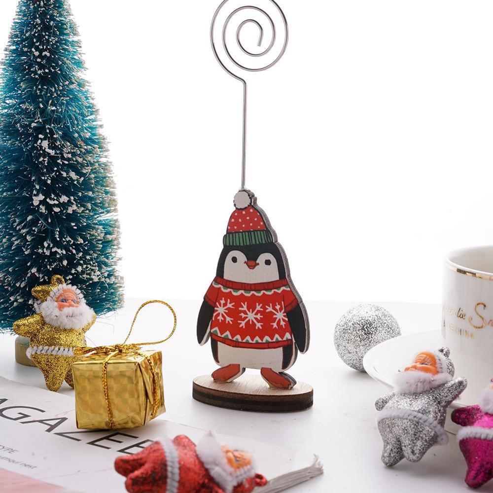 1 pc kerstkaartenhouders met schattige notitieclips, kerstvakantie, papieren kaartdecoraties, map voor festival  h9 j 3