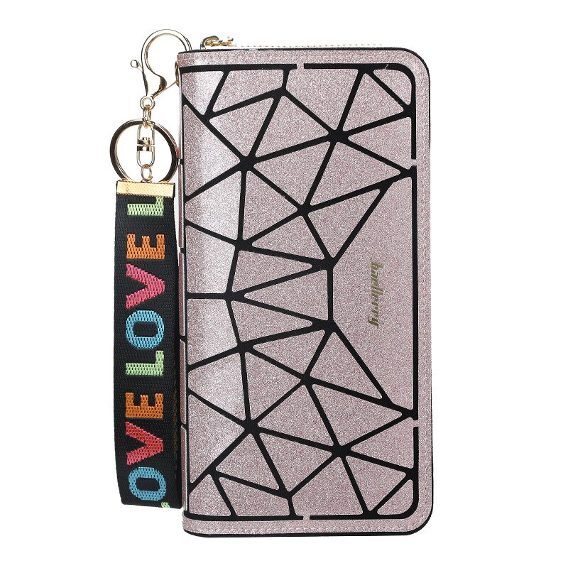 Baellerry top leren dames portemonnees koreaanse telefoon portemonnee clutch leren kaarthouder geometrische portemonnee portemonnee: Roze