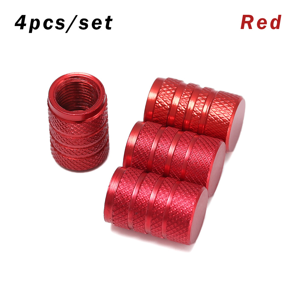 1/4Pcs Universal Dustproof Aluminium Alloy Bicycle Cap Wheel Tire Covered Car Truck Tube Tyre Bike Accessories: Red