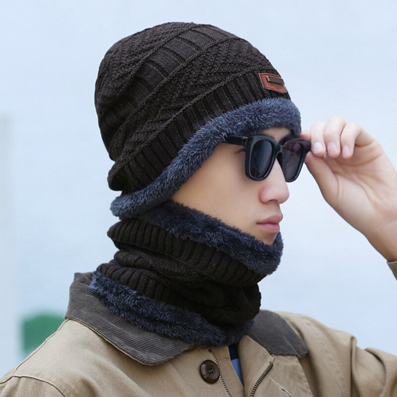 2 in 1 Winter Warm Knit Hat Scarf Set Ear Head Neck Cover Snow Ski Beanie Cap Unisex -OPK