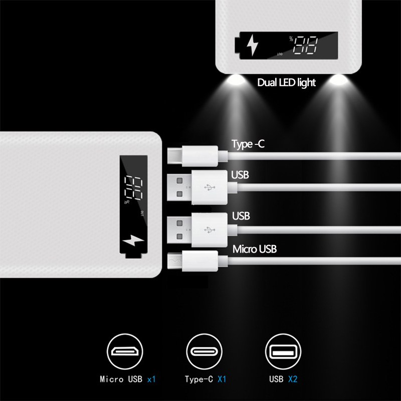 DIY Powerbank Case - Dual USB 10x18650 Batterijhouder - Digitale Display Snellader