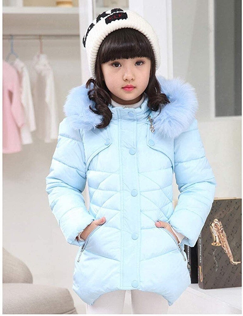 Chaquetas para niños y niñas, abrigo con capucha, Cuello de piel, chaqueta cálida de invierno, Parkas deportivas