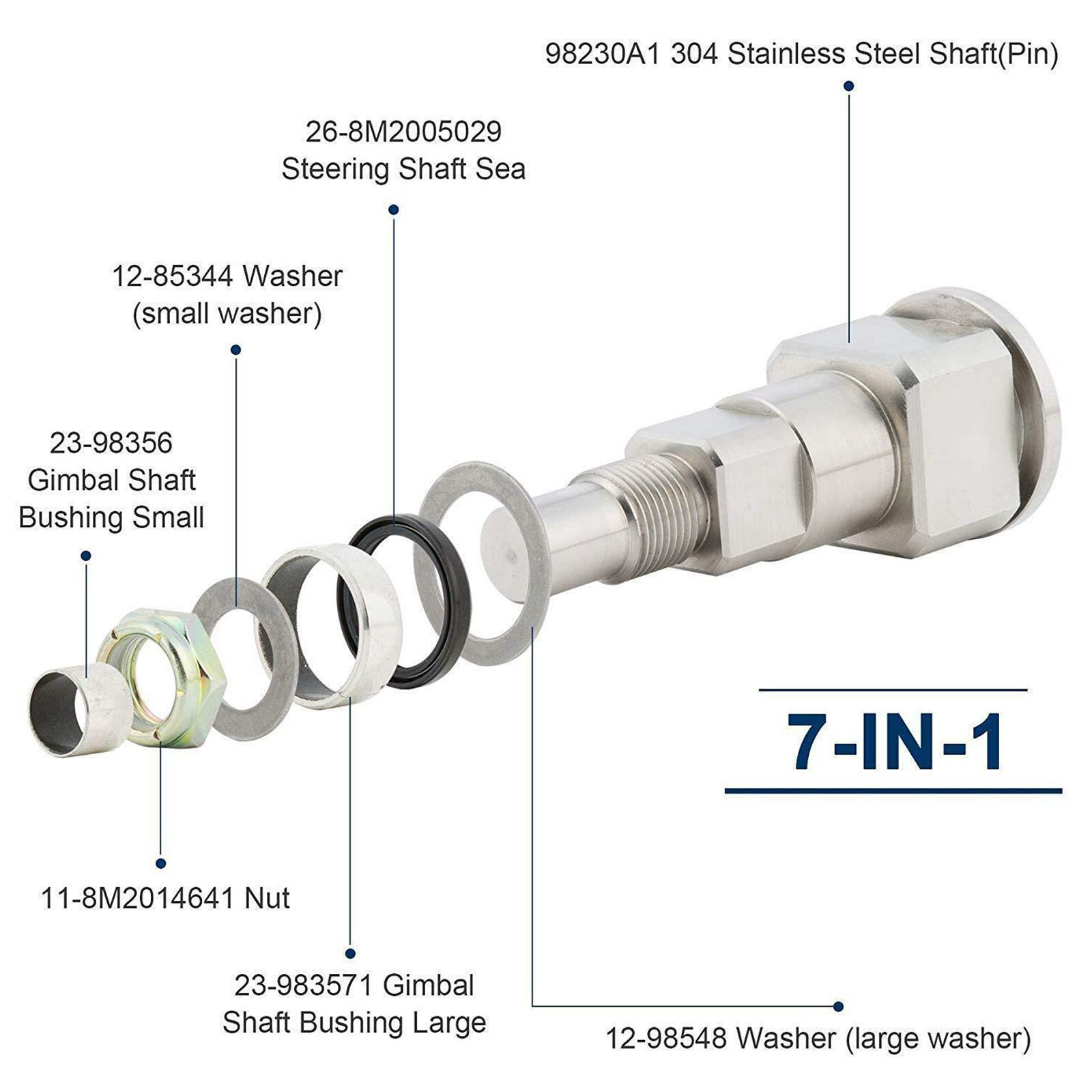 Areyourshop ALL Upper Steering Pin Gimbal Swivel Shaft for Mercruiser for Alpha for Bravo 1 2 3 98230A1