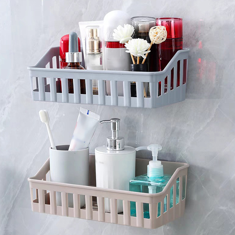 Plastic Badkamerplank Organizer Geen Boor Organizer Douche Opbergrek Muurbevestiging Toiletshampoo Houder Badkameraccessoires