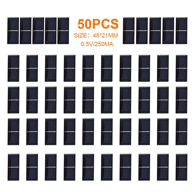 1W/2/4/6/8/50/100 Uds Panel Solar placa solar 5V portátil Mini celda solar DIY módulo monocristalino batería cargadores de teléfono de la ciencia: 50 pcs