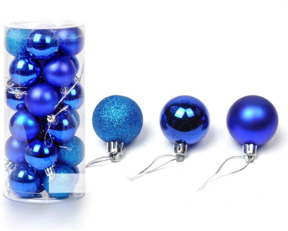 24 stücke Weihnachten Baum Ball Dekoration Party Hängen Ornament Flitter Anhänger Weihnachten Baum dekorationen für Heimat Mini Größe: BULE