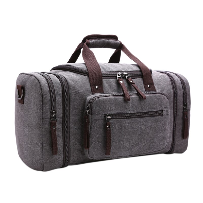 Gran capacidad, equipaje de mano para hombre, bolsas de lona para viaje, bolsas de viaje, bolsos de hombro para fin de semana, bolsa de lona multifuncional para la noche: Gray