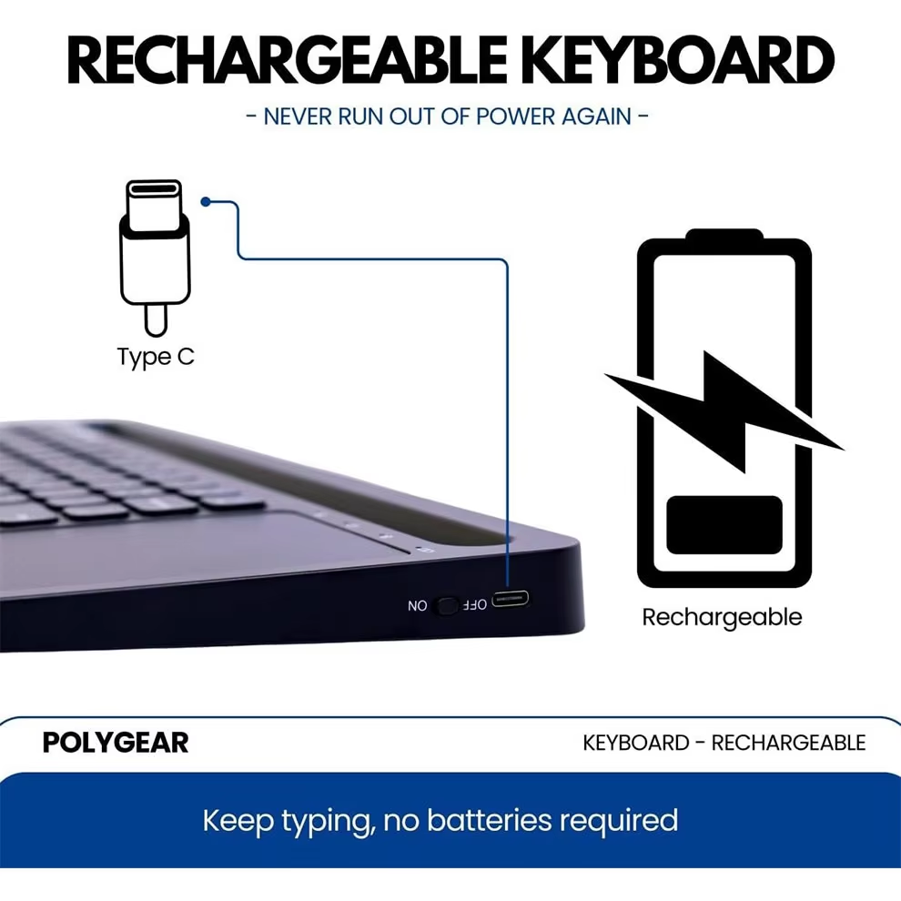 Bluetooth-Tastatur mit Touchpad, Bluetooth 5.0-Tastatur für mehrere Geräte, kabellose iPad-Tastatur mit Touchpad, wiederaufladbar