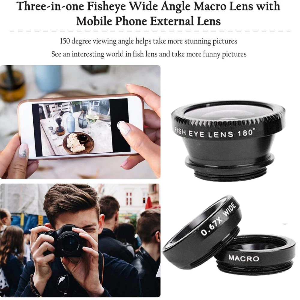 Fish Eye Lens With Clip Universally Lens Wide Angle Macro Fisheye Lens Zoom For iPhone16 15 Pro MAX Mobile Phone Camera Lens Kit