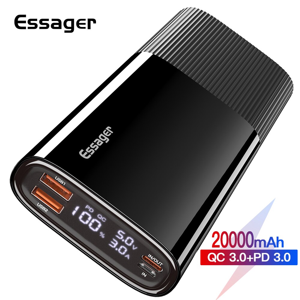 Essager Power Bank 20000Mah Snel Opladen Pd Qc 3.0 Draagbare Externe Batterij Usb Type C Snelle Telefoon Oplader Voor xiaomi Powerbank