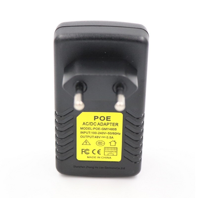 Poe injector 48v 0.5a poe adapter adapter injektor til ip videoovervågningskamera 802.3af eu stik