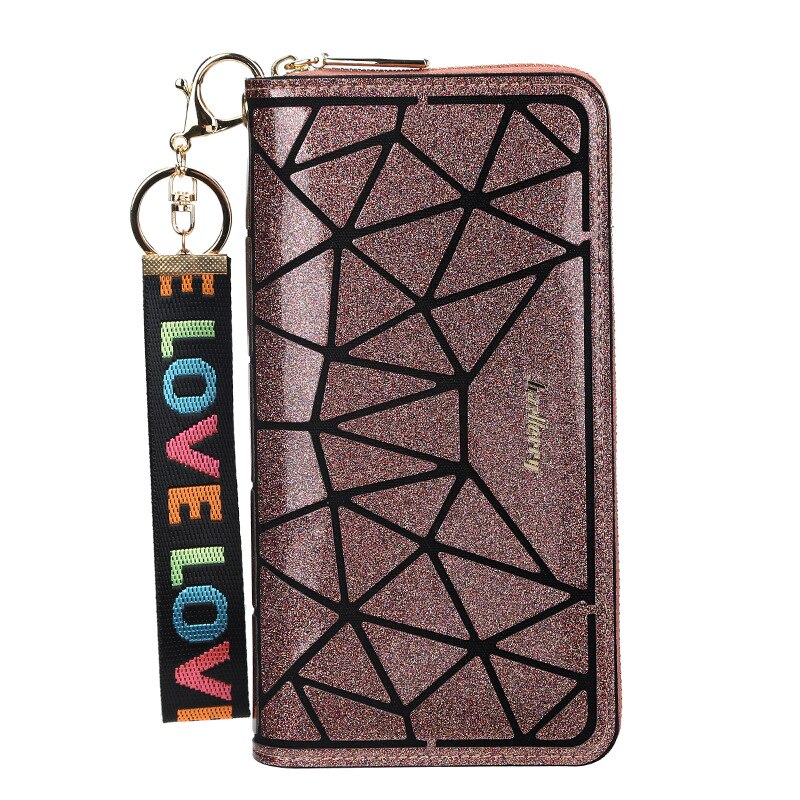 Baellerry top leren dames portemonnees koreaanse telefoon portemonnee clutch leren kaarthouder geometrische portemonnee portemonnee: Koffie
