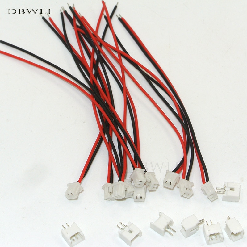 10 stks Mini Micro vrouwelijke JST 1.25 1.25mm 2-Pin 2 p Pin Connector plug met 80mm draden Kabels