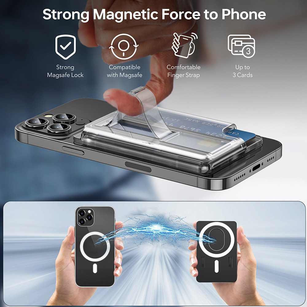 Cartera magnética para Magsafe para iPhone 15 14 13 con tarjetero de agarre, soporte para teléfono 99% con soporte para teléfono, accesorios para bolsa