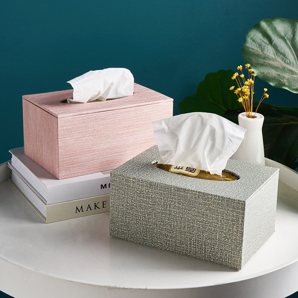 Scandinavische waterdichte tissueboxen kameraccessoires woonkamer salontafel servet papier leer textuur tissuebox