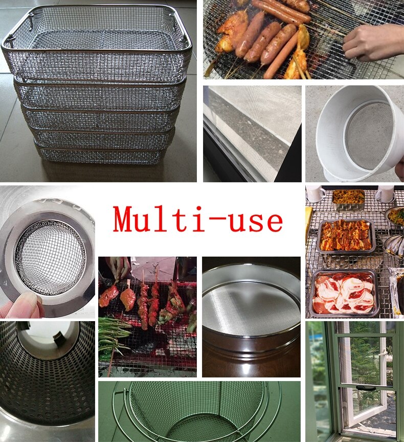 6-400 mesh 304 Stainless Steel Water Filter Mesh Kitchen Tools Food Coffee Wine Screen Filter Wire Net Fabric Screening Strainer