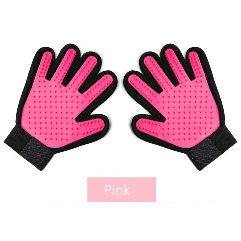 Guanto per animali domestici guanto per toelettatura per gatti spazzola per despargimento pulizia efficace dei capelli guanti per massaggi per animali domestici spazzola per la rimozione dei capelli pulita per il bagno: rosa 1pezzi / sinistra mano