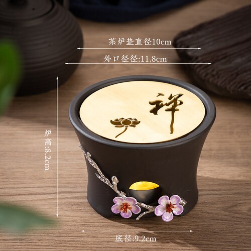 Japanischen Kerze Heizung Basis Tee Wärmer Kung-Fu Tee Zeremonie Keramik Gekocht Blume Tee Heizung Tee Topf Wärmer Isolierung Basis: 02