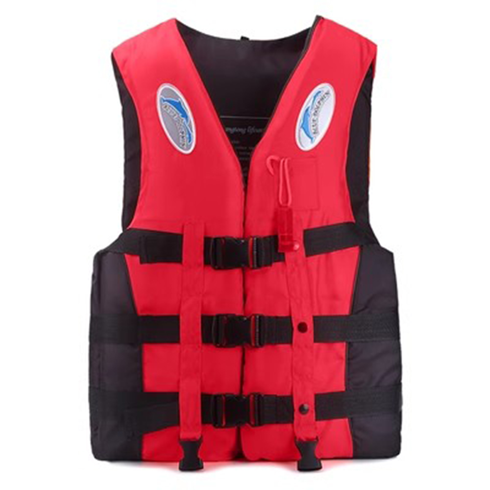 Outdoor life jacket for adults, adjustable buoyancy, survival suit, polyester, children's life jacket with whistle: Xl / Red