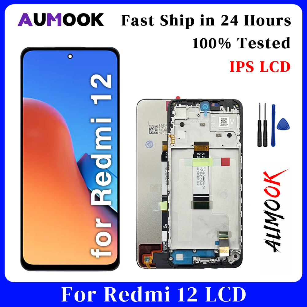 Pantalla de 6,79" para Redmi 12 4G/5G LCD Pantalla táctil Ensamblaje de digitalizador Pantalla para Xiaomi Redmi12 con marco Pantalla LCD