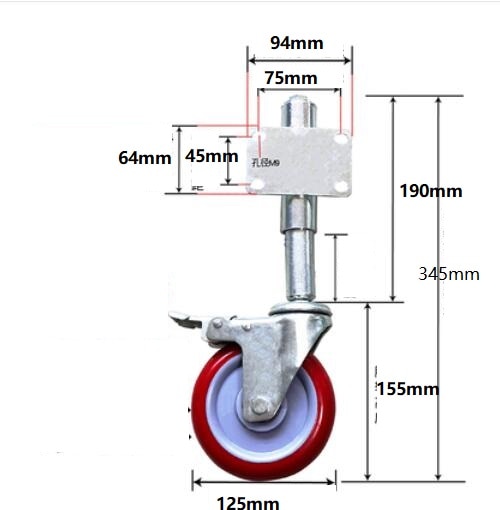 5 inch Mute door spring gate wheel heavy duty caster high and low telescopic shock wheel iron door wheel brake optional