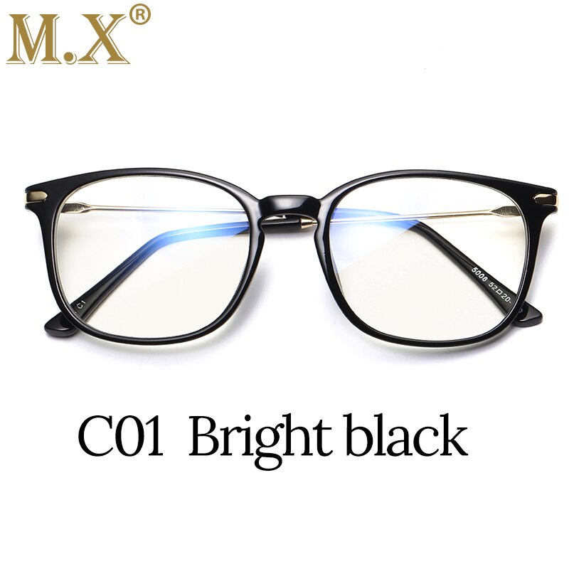 MX Brand TR90 Anti Blue Light Goggles Reading Glasses Protection Eyewear Titanium Frame Computer Gaming Glasses For Women Men: Bright black