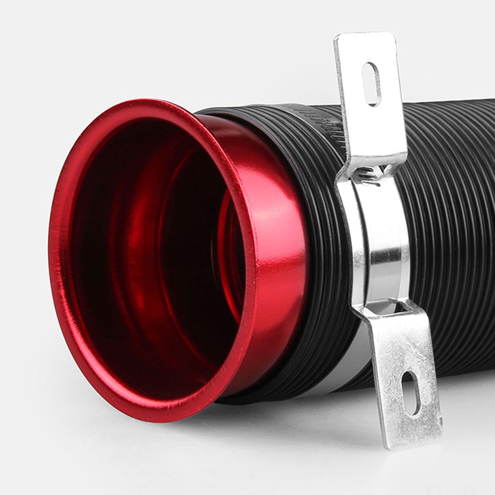 1Pc Universal Adjustable Flexible 3 Inch Cold Air Intake Induction Pipe Red/Blue