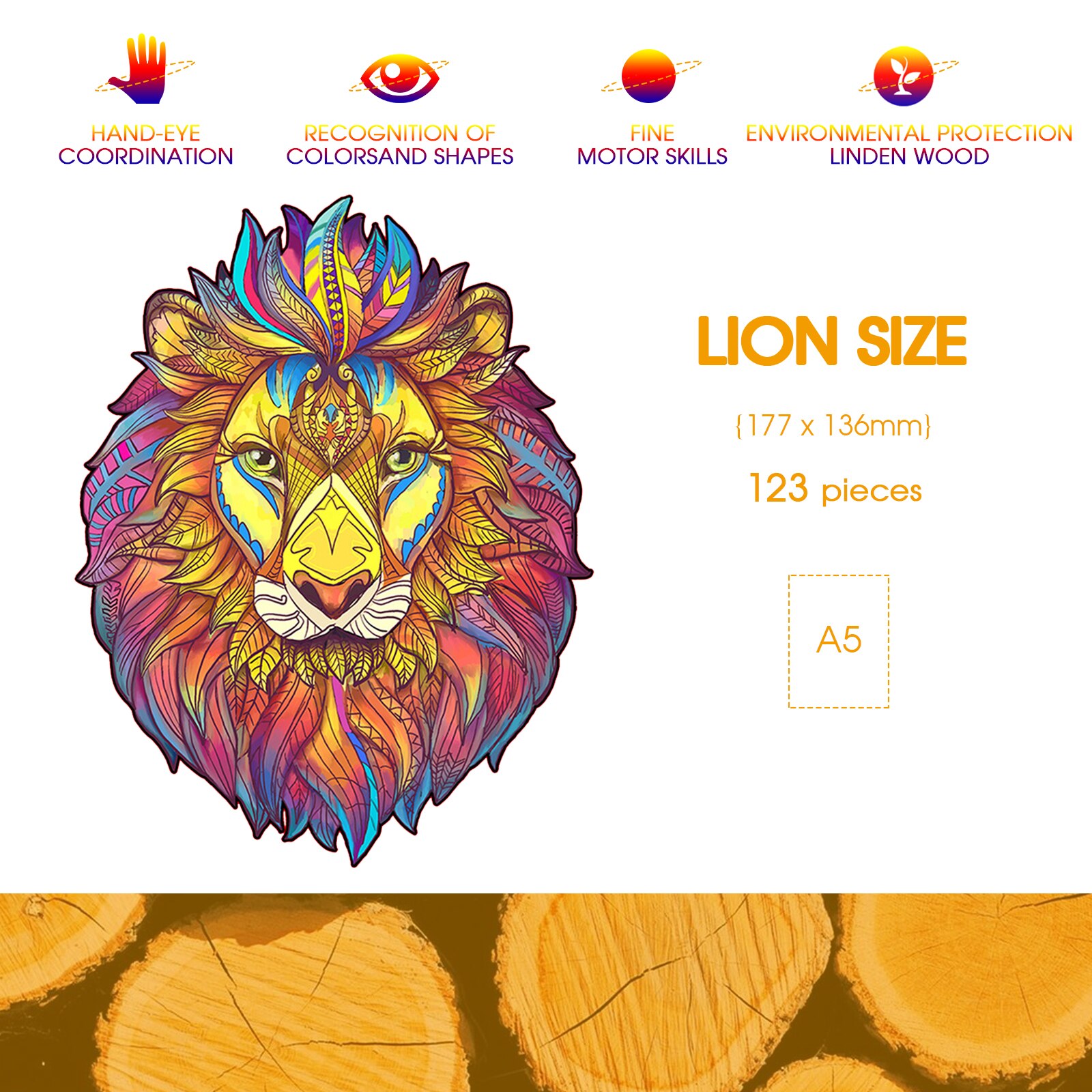 Houten Puzzel Dieren Vos Kat Leeuw Wolf Puzzel Speelgoed Elk Stuk Is Cartoon Dier Houten Puzzel Voor Volwassenen Kids speelgoed