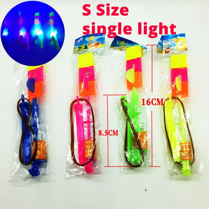 3 teile/los Bambus Libelle mit licht Schießen Rakete Fliegen fallschirm Sky UFO Outdoor nacht spiel spielzeug für kid kinder: S size