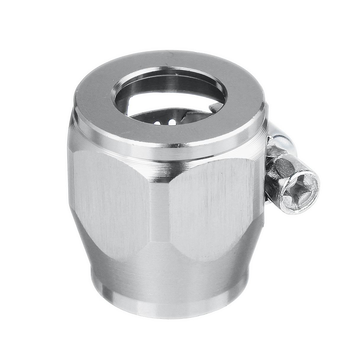AN8 Hex Hose Finisher Clamp With Screw Band Hose End Cover Fitting Adapter: Silver