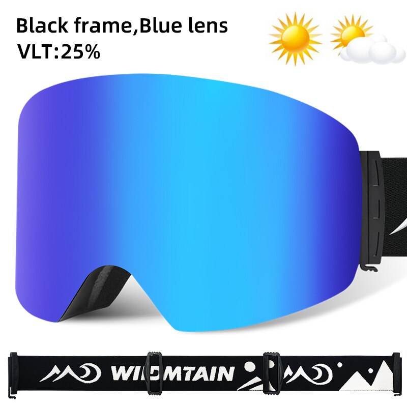 WILDMTAIN Best Ski Goggles Snowboard Dual Layers Anti fog Skiing Snow Goggles, UV Protection Ski Glasses for Men Women Youth: Black Blue
