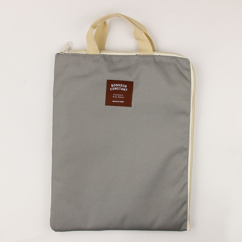 1 PC Korean Simple Solid A4 Big Capacity Document Bag Business Briefcase Storage File Folder for Papers Stationery Student: Gray