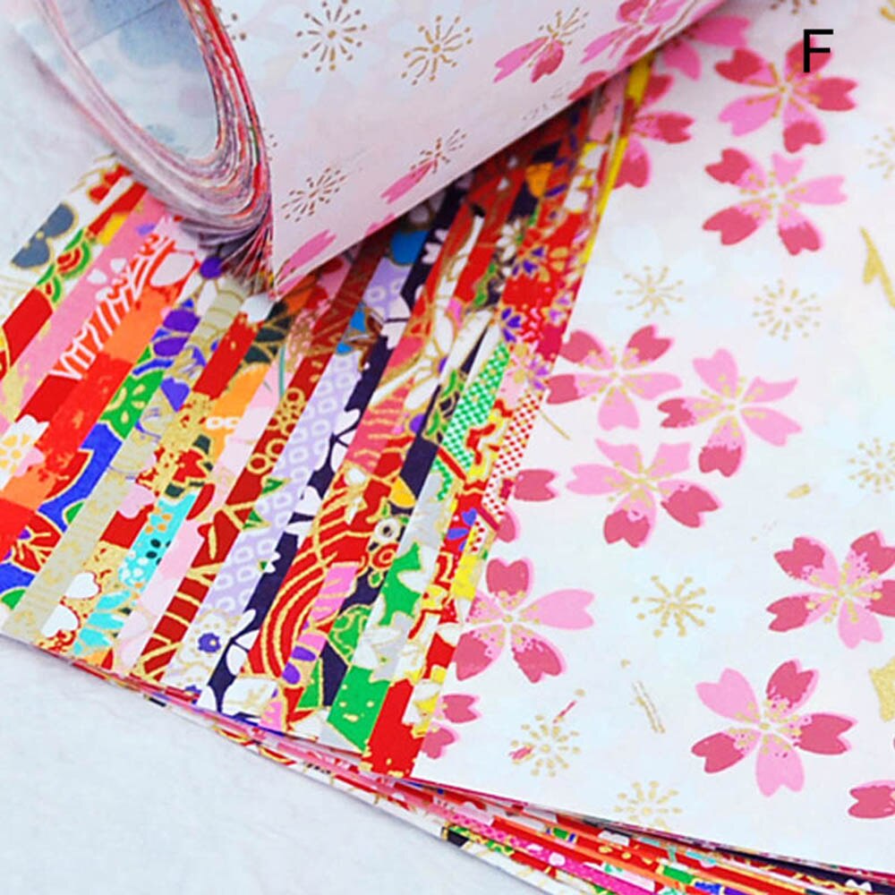 20pcs/pack Handmade Gold Lines Paper Crane Decorative Janpanes Style Origami Paper Flower Square Scrapbook Papers: Style F 14X14cm