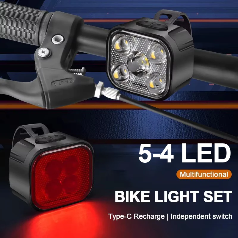 BUCKLOS Bike Light Set Front and Rear Lights Led Bicycle Lamp USB Rechargeable Cycling Flashlight for Road MTB Bicycle Lantern
