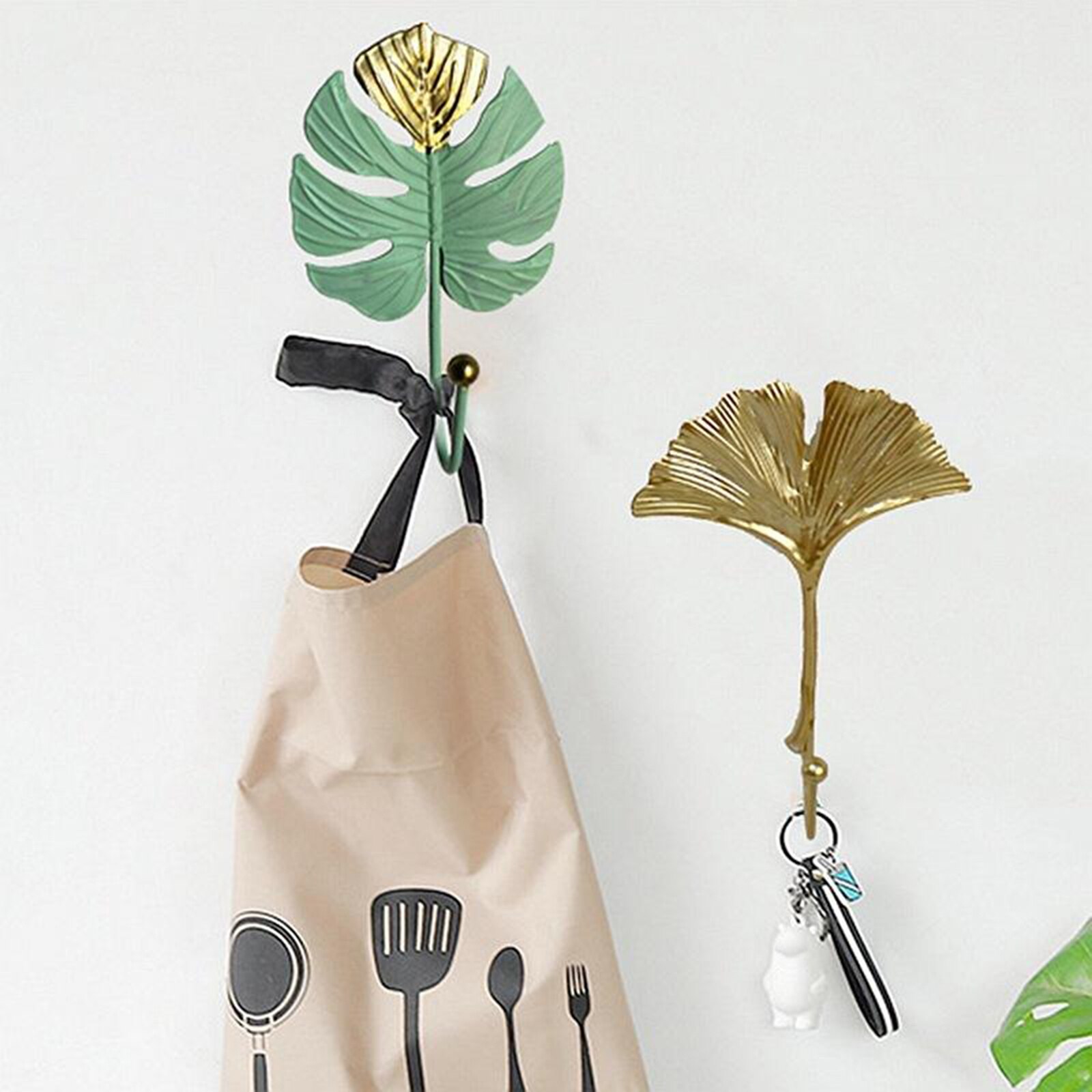 Gold Leaf Wall Hook Door Clothes Coat Hat Wall Hanger Kitchen Home Towel Hooks: Gold E