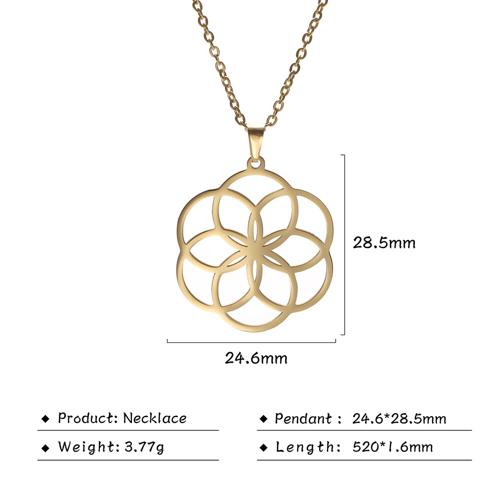 Cazador Viking Blume des Lebens Hohl Halskette für Frauen Mädchen Talisman Amulett Edelstahl Chocker Schmuck Geburtstag 2022: Style1-Gold