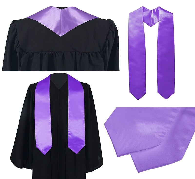 Graduationmall Adult Graduation Plain Stole Satin Fabric In Purple