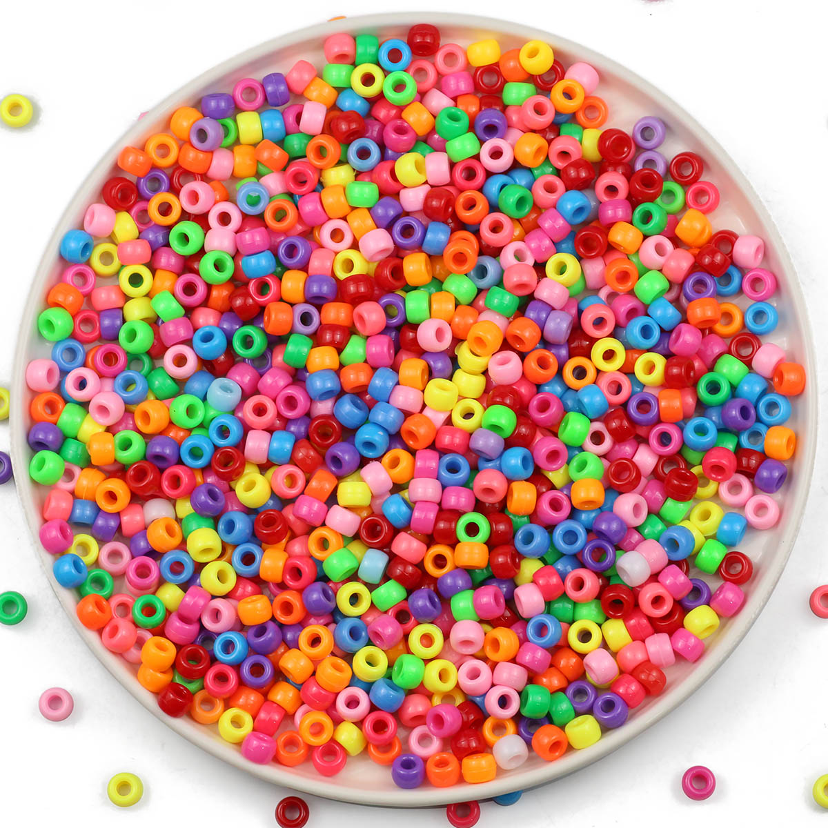 Cuentas multicolores de 6x9mm para hacer joyas, abalorios de Pony con agujero grande para manualidades de niños, pulseras de la amistad, suministros para fabricación de joyas a granel, 1000 piezas