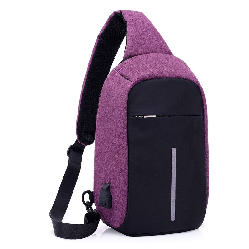 Multifunctionele Canvas Sling Tassen Voor Vrouw Anti-Diefstal Messenger Bags, Vrouw Borst Zak, oplaadbare Reizen Schoudertas, Z97: Paars