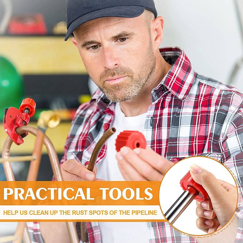 6 Pieces Copper Pipe Cleaners, Handy Sized Plumber, Tube Cleaning Brush for Copper, Copper Pipe Cleaner (3 Sizes)